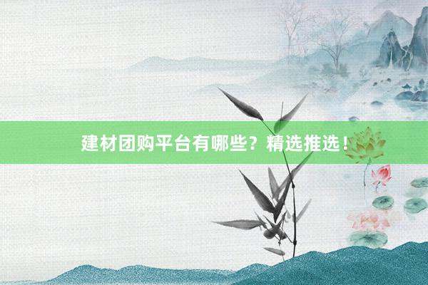 建材团购平台有哪些？精选推选！