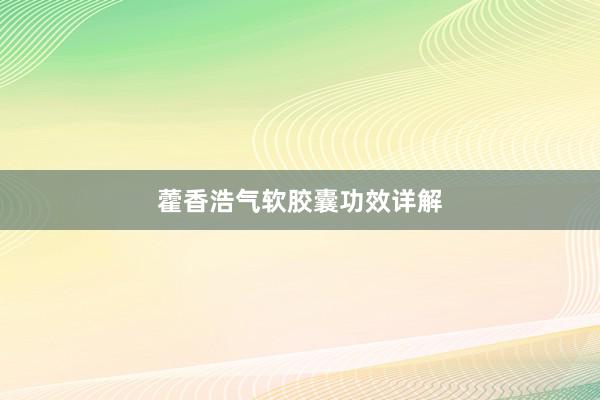 藿香浩气软胶囊功效详解